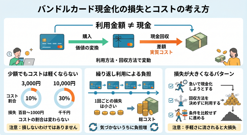 バンドルカード現金化の損失とコストの考え方