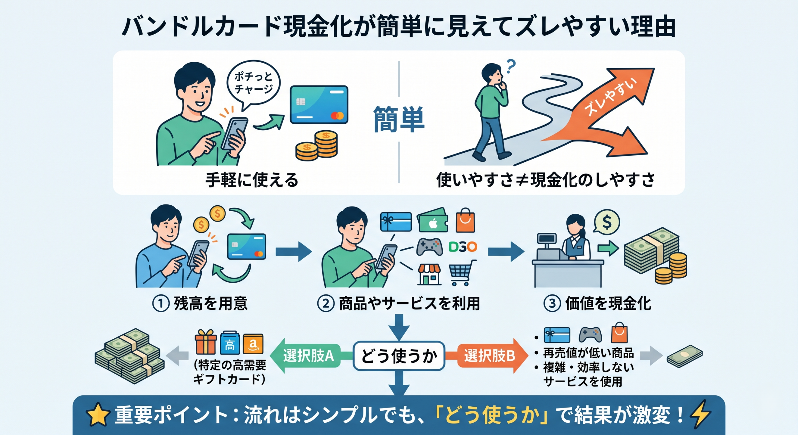 バンドルカード現金化が簡単に見えて注意が必要な理由
