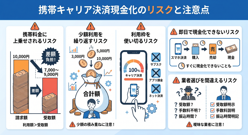 携帯キャリア決済現金化のリスクと注意点