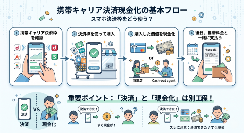キャリア決済現金化の流れ